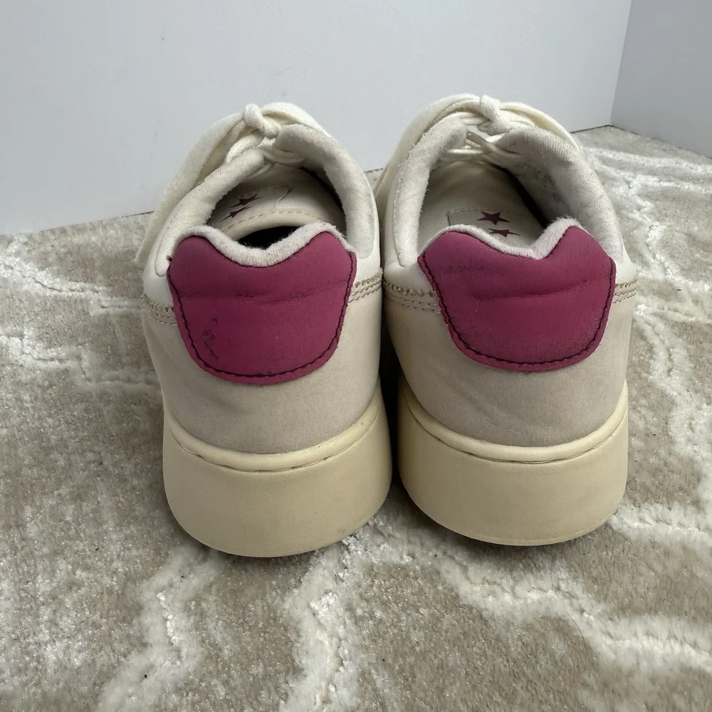 Zara‎ Women's Platform Sneakers White Beige Pink Size 36 (US 6) Leather Suede